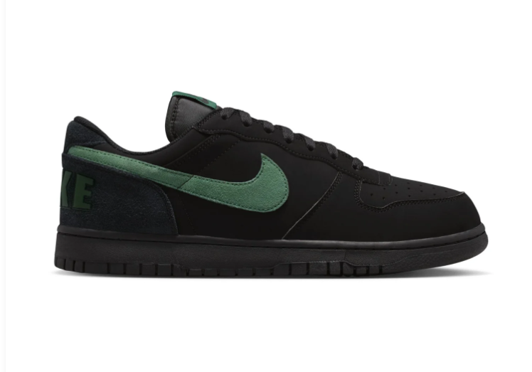 Nike Black Low-Top Sneakers with Green Swoosh