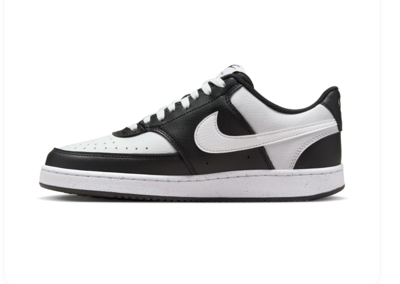 Nike Court Vision Low Black and White Sneakers with White Swoosh