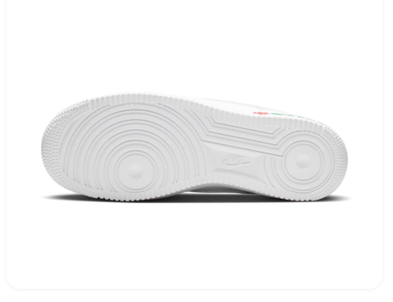 Nike Air Force 1 White Low-Top Sneakers with Red Rose Details