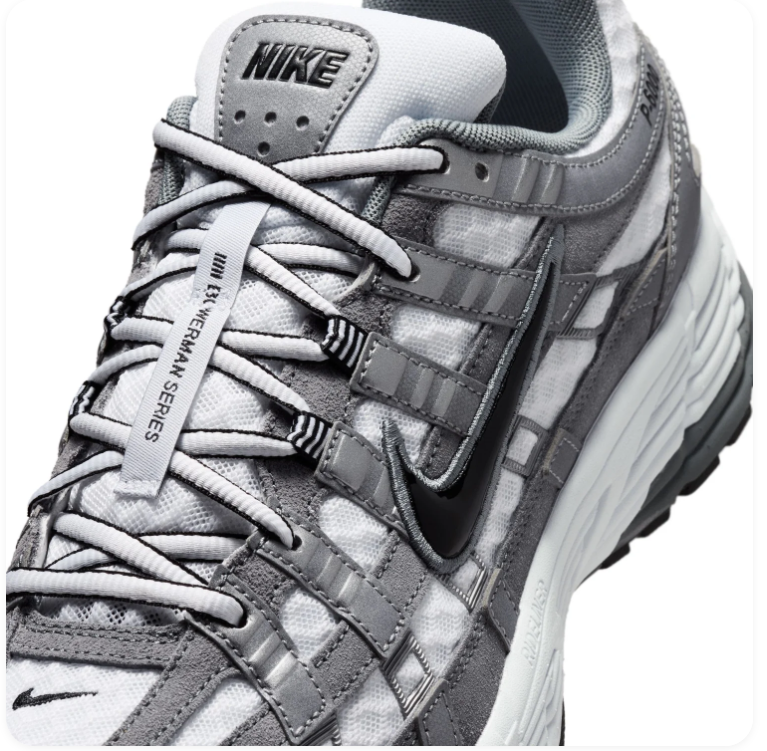 Nike P-6000 Grey and White Sneakers with Black Swoosh