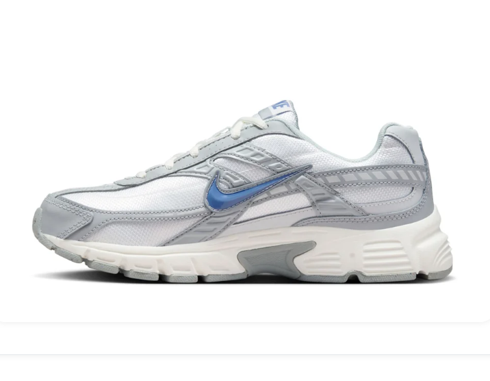 Nike White and Silver Grey Sneakers with Blue Swoosh