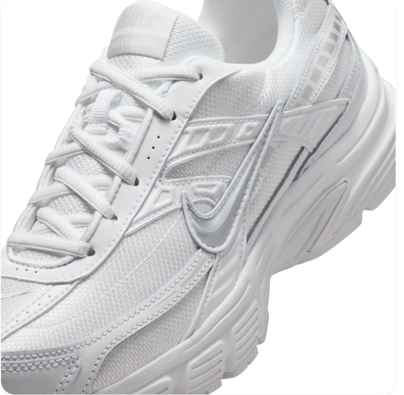 Nike White Mesh Sneakers with Silver Swoosh Accents