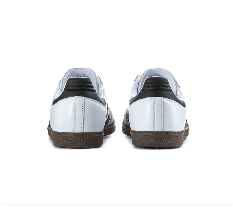 Adidas Samba White Sneakers with Black Stripes and Grey Toe Overlay
