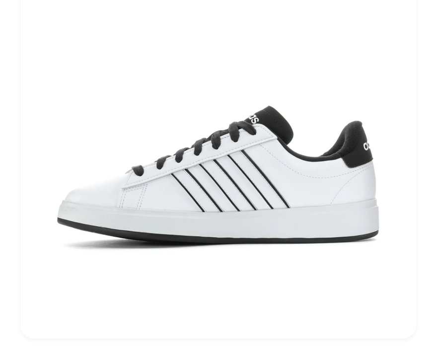 Adidas White Low-Top Sneakers with Black-Outlined Stripes and Black Laces