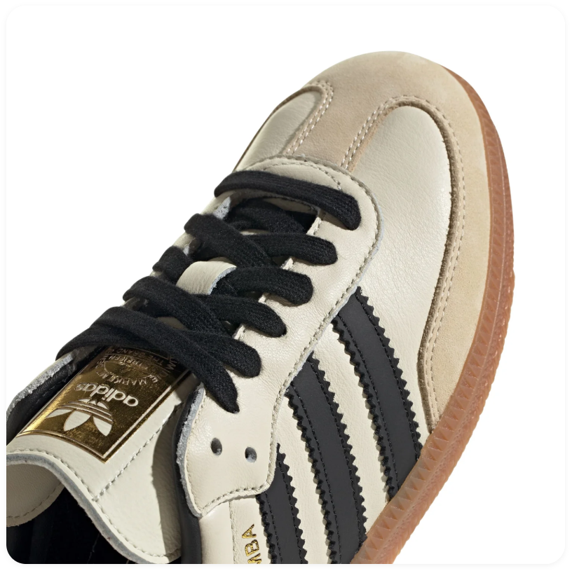 Adidas Samba Cream Sneakers with Black Stripes and Gum Sole
