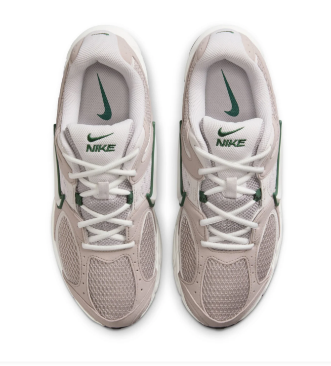 Nike Light Taupe Mesh Sneakers with Dark Green Accents