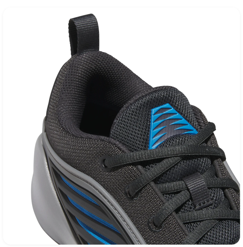 Adidas Black and Grey Sneakers with Bright Blue Accents and Sculpted Sole