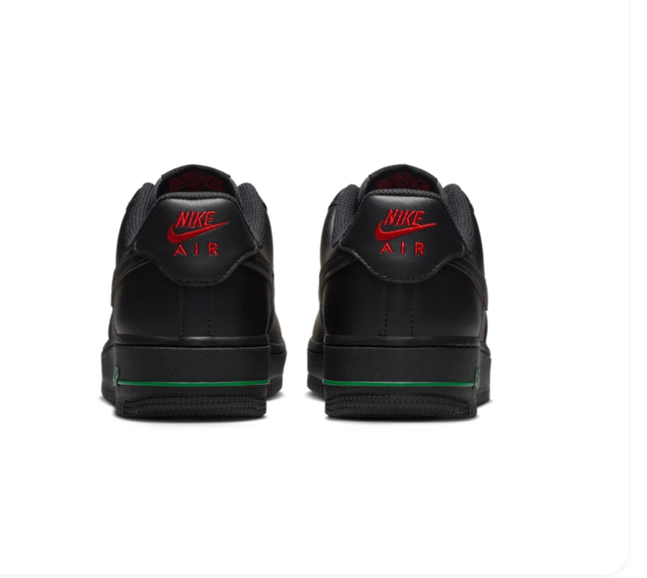 Nike Air Force 1 Black Low-Top Sneakers with Red Rose Details