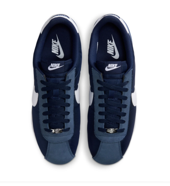 Nike Cortez Navy Blue Sneakers with White Swoosh