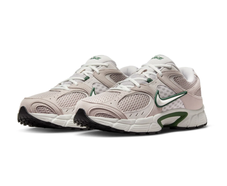 Nike Light Taupe Mesh Sneakers with Dark Green Accents