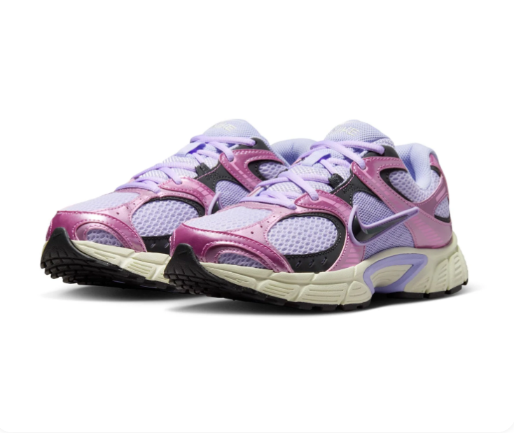 Nike Lilac Mesh Sneakers with Metallic Pink Overlays and Cream Sole