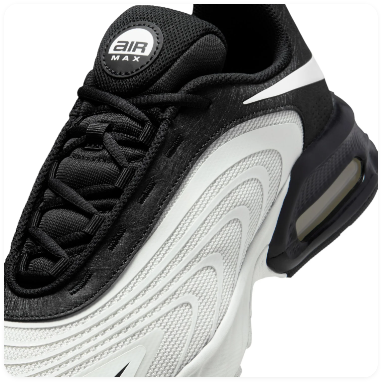 Nike Air Max White and Black Sneakers with Grey Wave Detailing