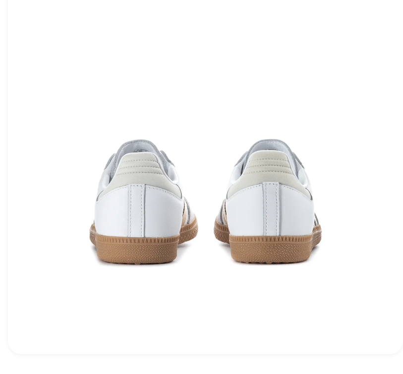 Adidas Samba White Sneakers with Metallic Gold Stripes and Gum Sole