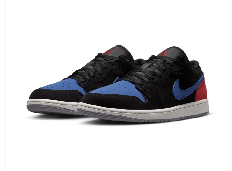 Air Jordan 1 Low Black, Blue and Red Sneakers