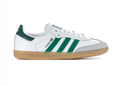 Adidas Samba White Sneakers with Green Stripes and Gum Sole