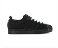 Adidas Superstar Black Textured Sneakers with White Laces and Shell Toe