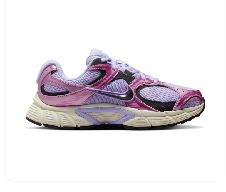 Nike Lilac Mesh Sneakers with Metallic Pink Overlays and Cream Sole