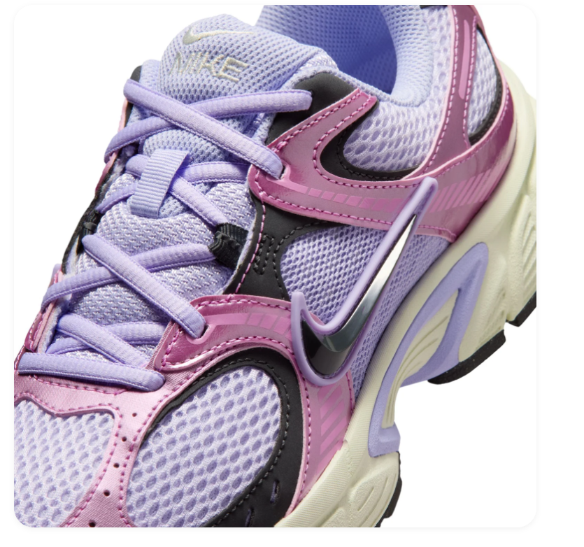 Nike Lilac Mesh Sneakers with Metallic Pink Overlays and Cream Sole