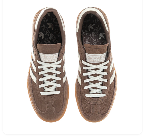 Adidas Handball Spezial Brown Sneakers with Cream Stripes and Gum Sole