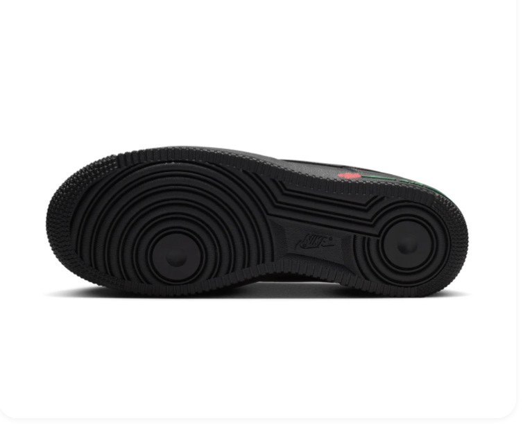 Nike Air Force 1 Black Low-Top Sneakers with Red Rose Details