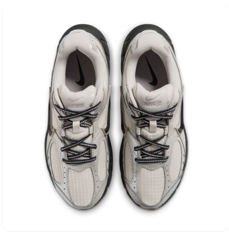 Nike Cream and Metallic Silver Sneakers with Black Sculpted Sole