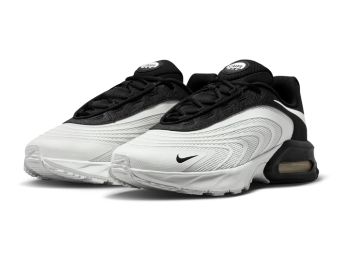 Nike Air Max White and Black Sneakers with Grey Wave Detailing