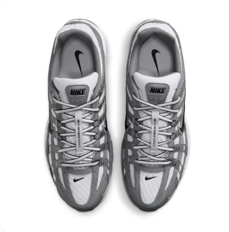 Nike P-6000 Grey and White Sneakers with Black Swoosh