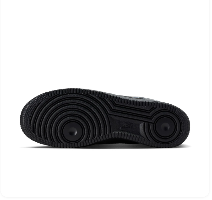 Nike Air Force 1 Black and Charcoal Sneakers with Silver-Outlined Swoosh