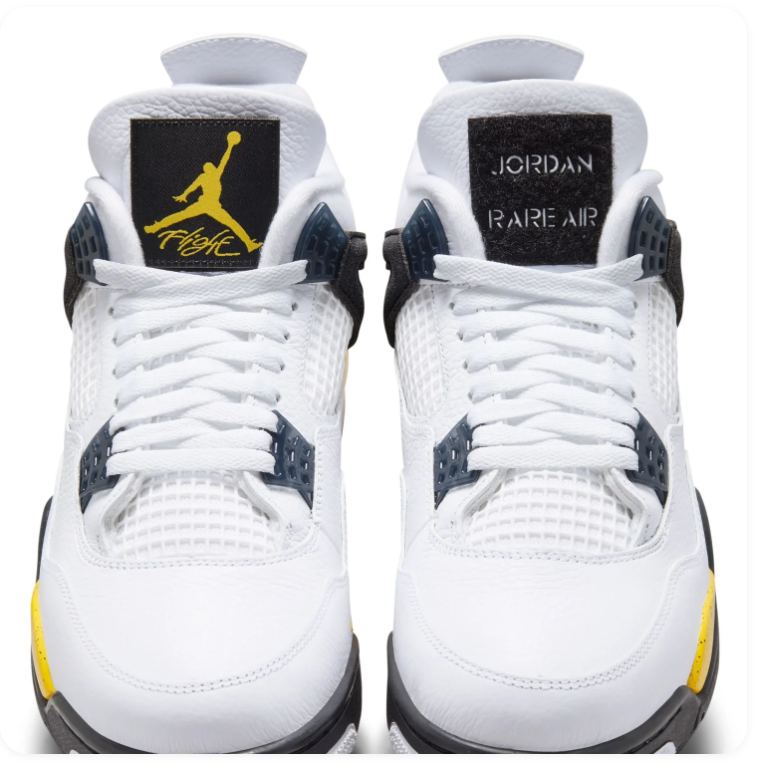 Air Jordan 4 White and Yellow Sneakers with Black Accents
