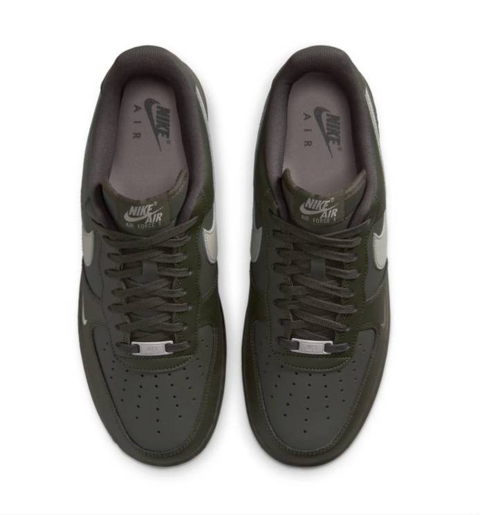 Nike Air Force 1 Dark Olive Low-Top Sneakers with Grey Swoosh