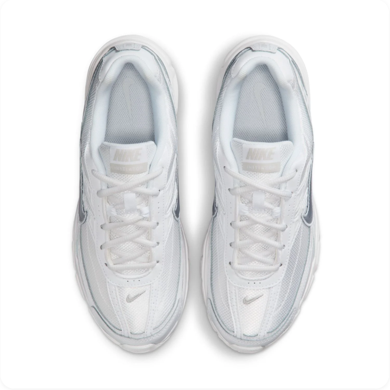 Nike White Mesh Sneakers with Silver Swoosh Accents