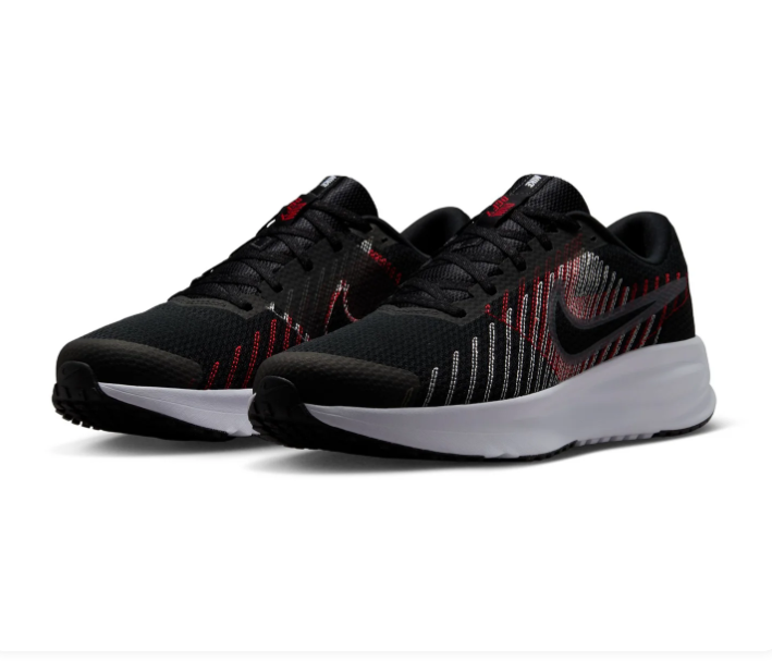 Nike Downshifter 11 Black Sneakers with Red and Silver Accents