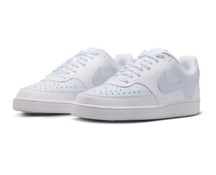 Nike White Low-Top Sneakers with Pale Blue Swoosh