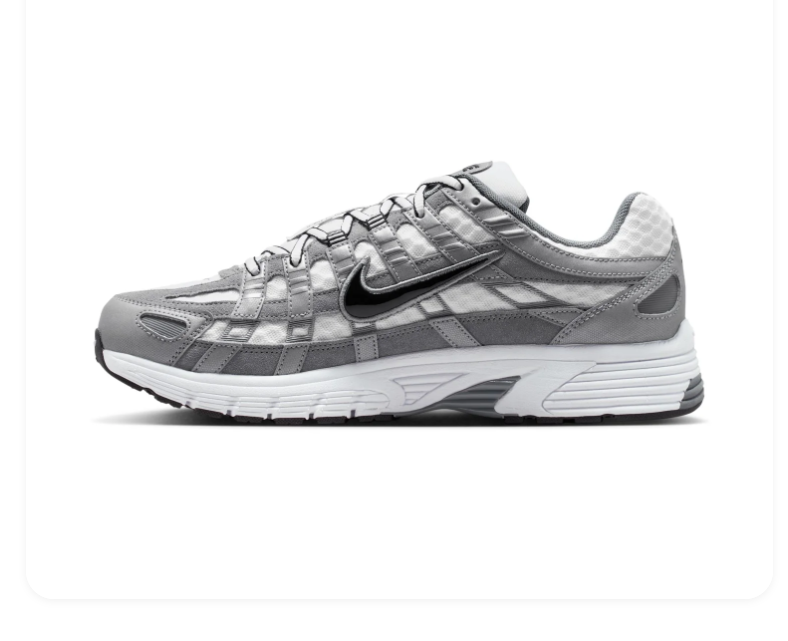 Nike P-6000 Grey and White Sneakers with Black Swoosh