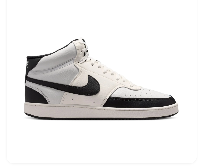 Nike White and Black High-Top Sneakers with Cream Accents
