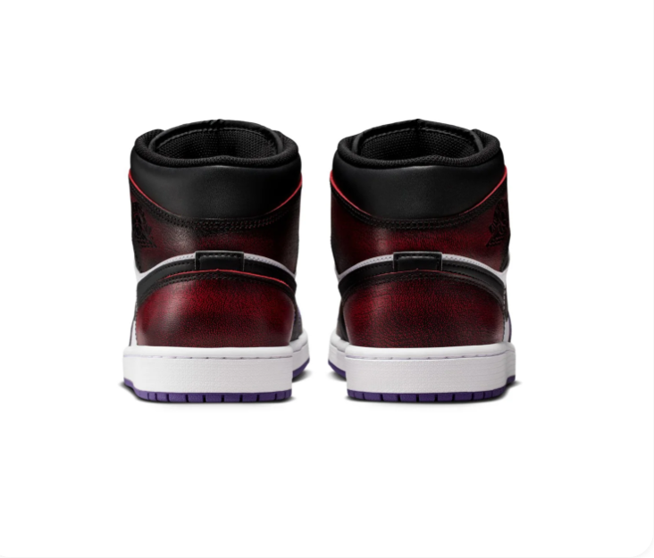 Air Jordan 1 Mid Multicolor Sneakers with Yellow Toe and Purple Outsole