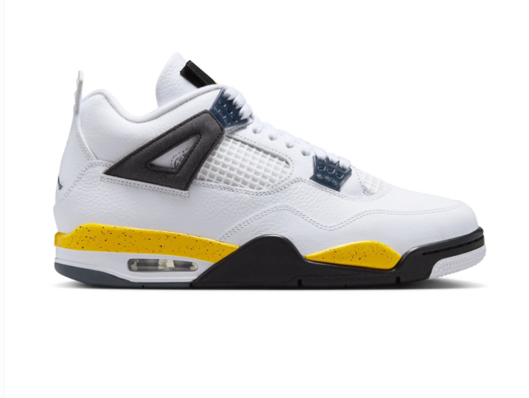 Air Jordan 4 White and Yellow Sneakers with Black Accents