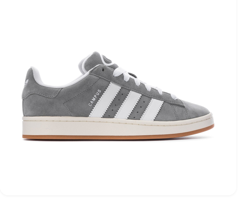 Adidas Campus Grey Sneakers with White Stripes and Gum Outsole
