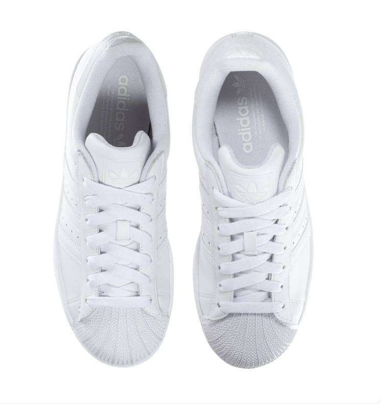 Adidas Superstar All-White Sneakers with Tonal Stripes and Shell Toe