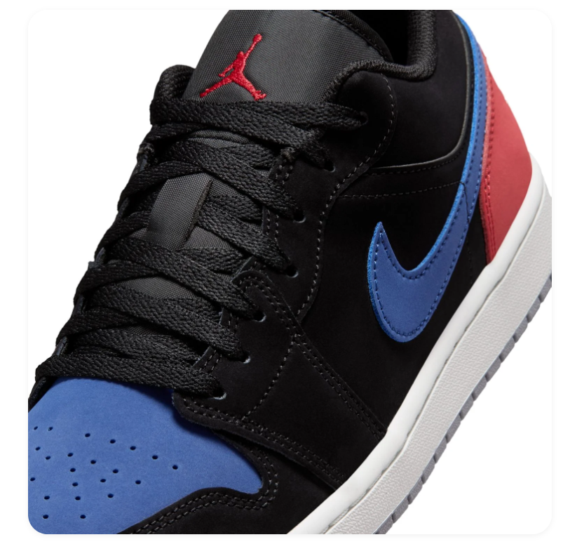 Air Jordan 1 Low Black, Blue and Red Sneakers