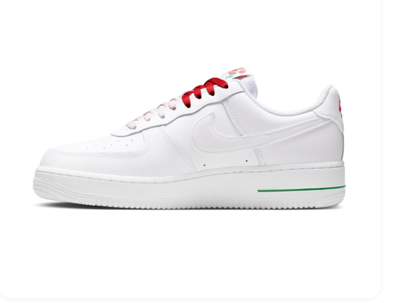 Nike Air Force 1 White Low-Top Sneakers with Red Rose Details