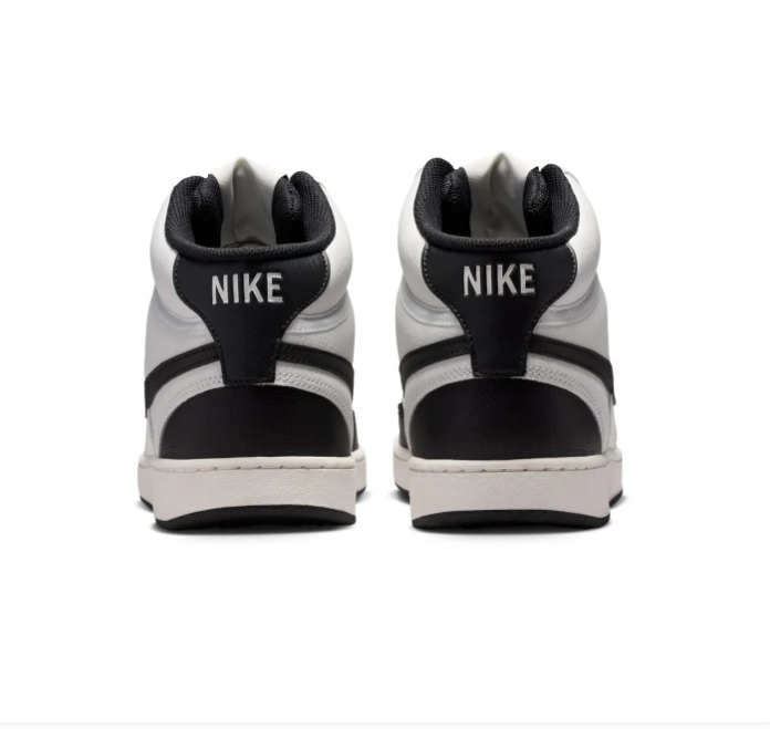 Nike White and Black High-Top Sneakers with Cream Accents