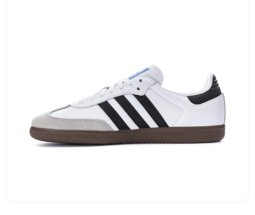 Adidas Samba White Sneakers with Black Stripes and Dark Gum Sole