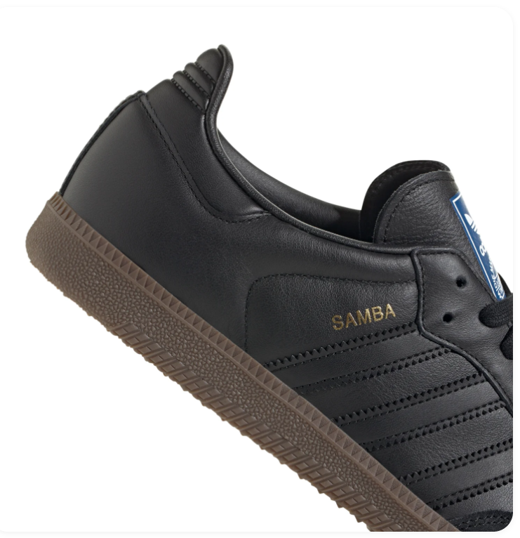 Adidas Samba Black Sneakers with Tonal Stripes and Dark Gum Sole