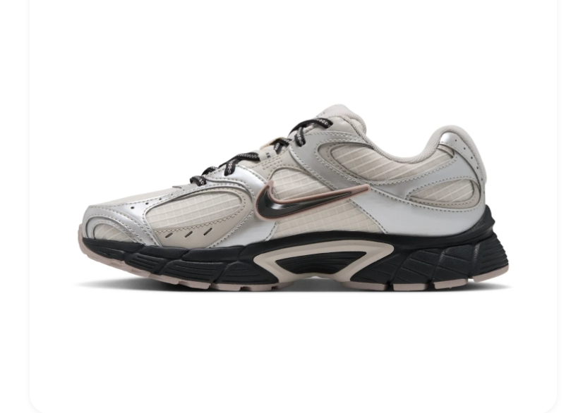 Nike Cream and Metallic Silver Sneakers with Black Sculpted Sole