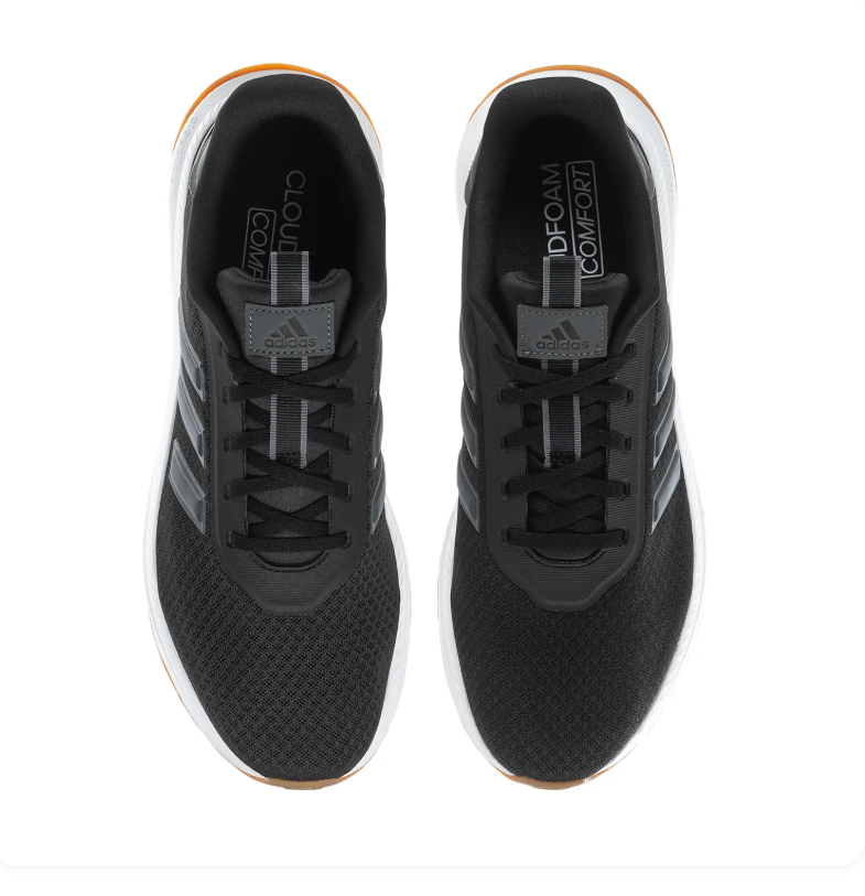 Adidas Black Mesh Sneakers with Dark Grey Stripes and Gum Outsole