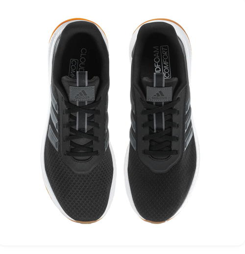 Adidas Black Mesh Sneakers with Dark Grey Stripes and Gum Outsole