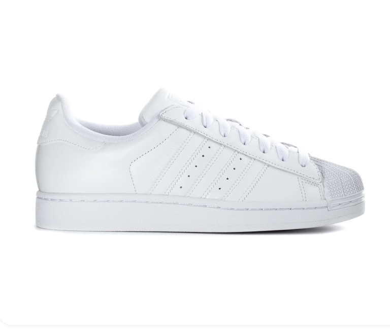 Adidas Superstar All-White Sneakers with Tonal Stripes and Shell Toe