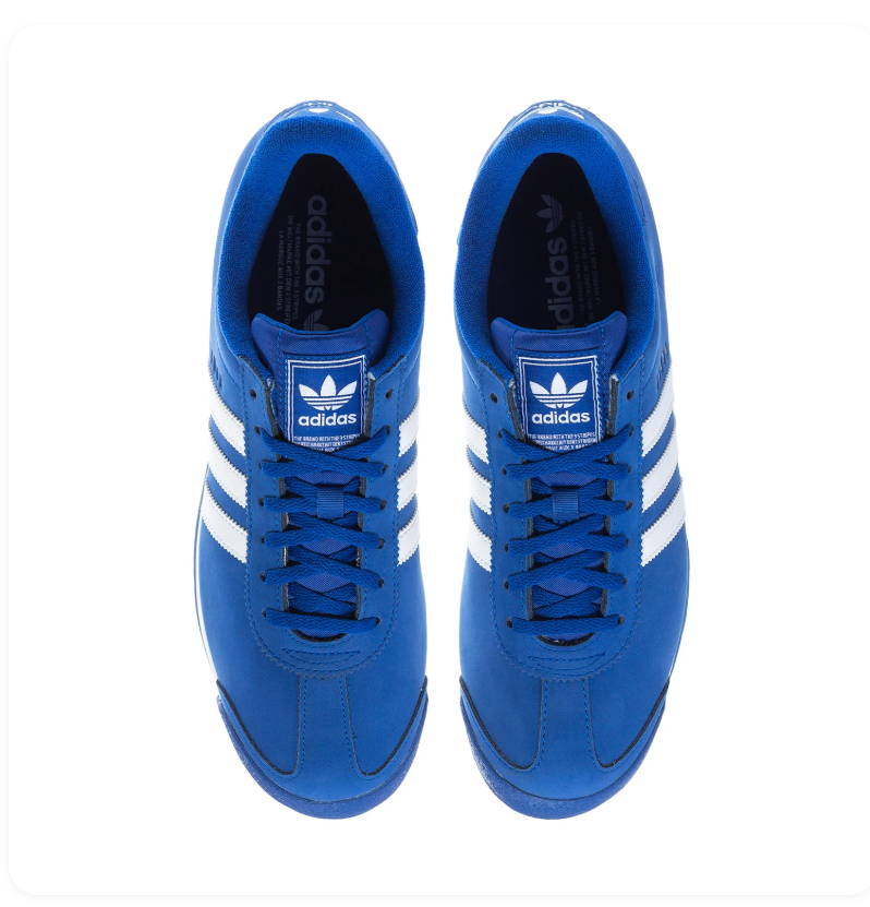 Adidas Samoa Royal Blue Sneakers with White Stripes and Textured Toe Bumper