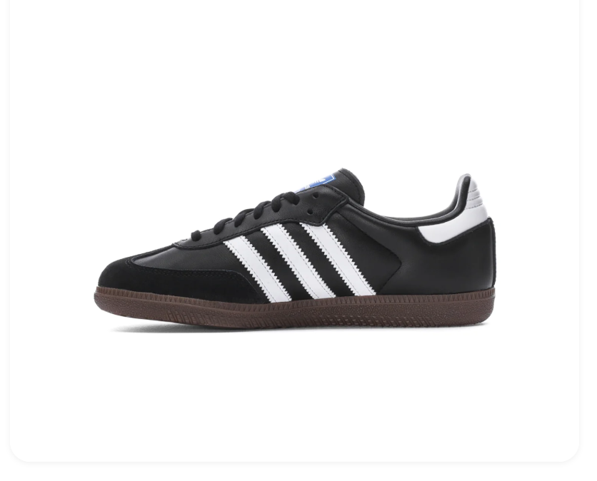 Adidas Samba Black Sneakers with White Stripes and Dark Gum Sole